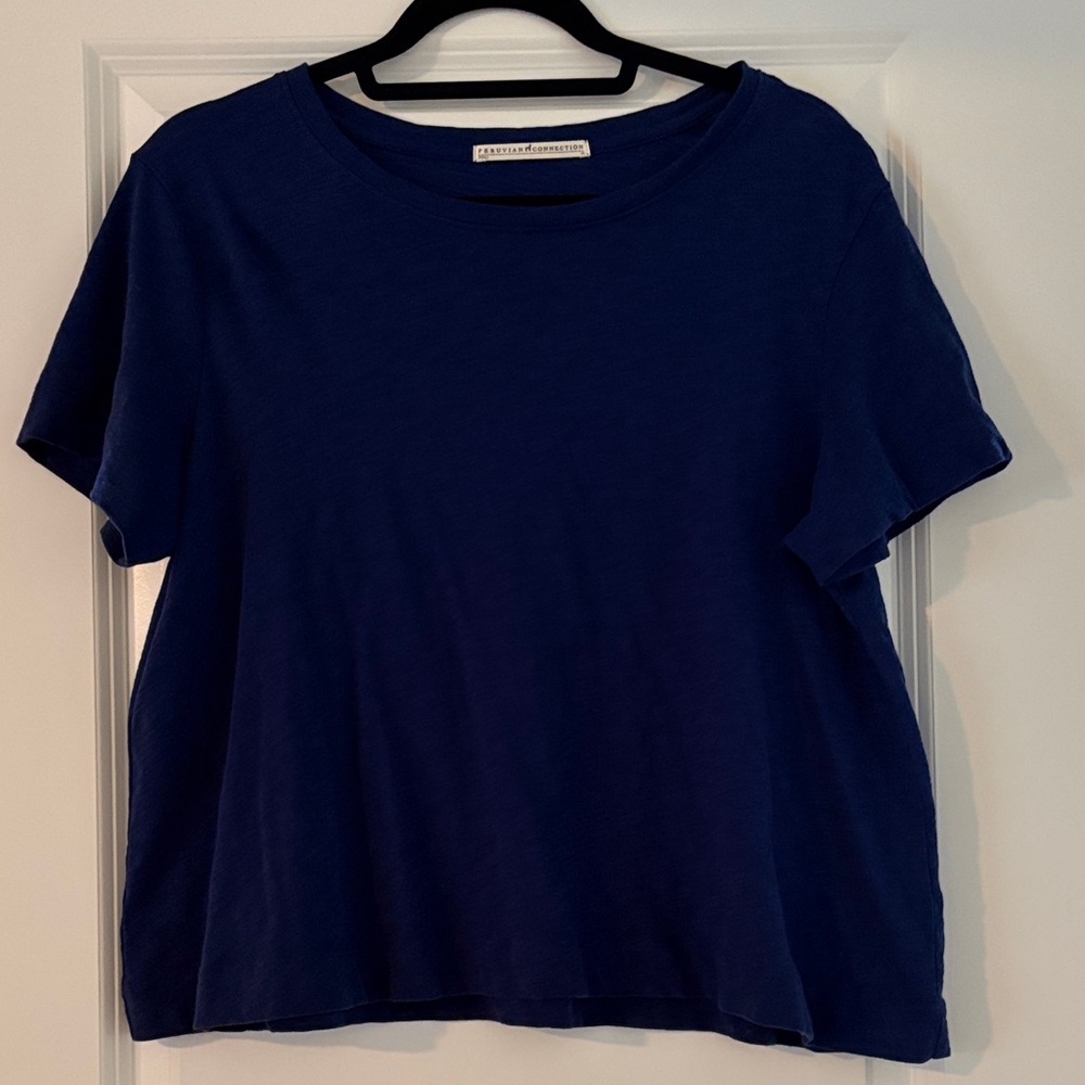 Peruvian Connection Navy Cotton Short Sleeve Tee